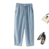 Blue Lyocell High Waist Wide Leg Denim Pants for Women