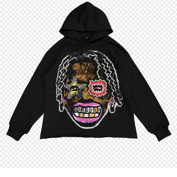 Men's Retro Cartoon Hoodie Harajuku Hip-Hop Streetwear Pullover