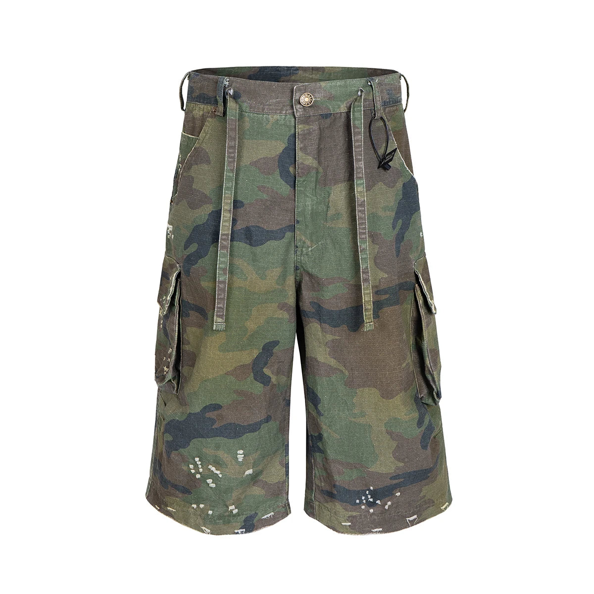 Men's Ripped Camouflage Cargo Shorts Wide Leg Streetwear Summer