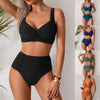 Womens Black Bikini Set High Cut Push Up Padded Two Piece Swimsuit