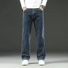 Mens Loose Straight Jeans Business Casual Winter Wide Leg Pants