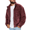 Men’s Fleece Stand Collar Jacket – Warm Full Zip Thermal Coat for Fall Winter