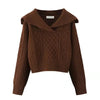 Peter Pan Collar Sweater Women Knit Pullover Long Sleeve Soft