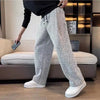 Mens Sherpa Fleece Pants Straight Leg Thick Pockets Winter Casual
