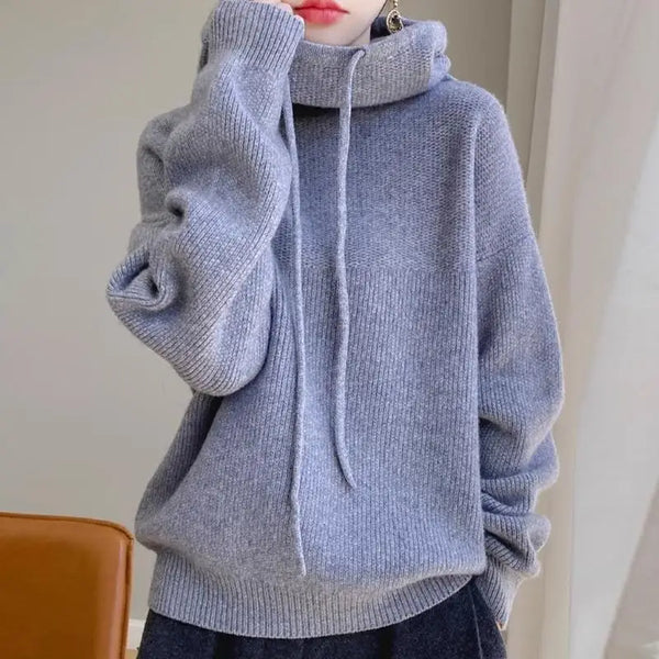 Womens Knit Hoodie Sweater Thickened Warm Oversized Jumper Elegant