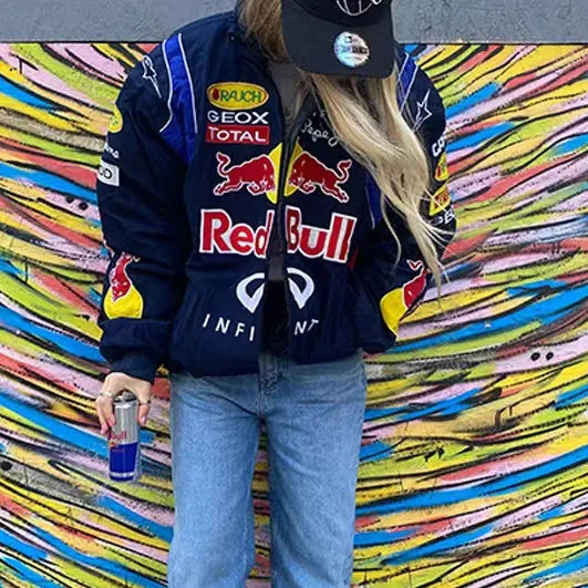 Trendige Redbull F1 Racing Jacke im Vintage-Stil, amerikanische Retro-Mode