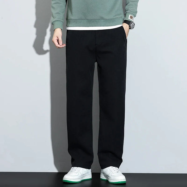 Mens Lyocell Elastic Waist Jeans Straight Leg Loose Fit Plus Size