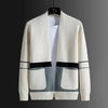 Mens Patchwork Cardigan Knit Sweater Korean Oversized Wool Coat
