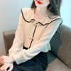 Womens French Chic Chiffon Blouse Long Sleeve Dressy Shirt Top
