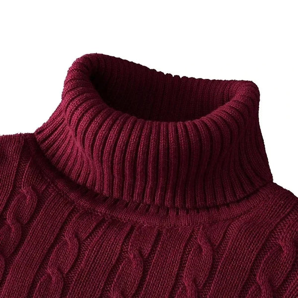 Mens Ribbed Turtleneck Sweater Slim Fit Knit Pullover Lightweight