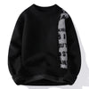 Mens Sweater Letter Pattern Crew Neck Knit Pullover Fall
