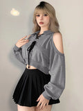 Y2K Sweatshirt Streetwear Off Shoulder Gothic Tops Autumn Korean Long Sleeve