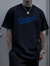 Mens Dodgers T Shirt Blue Script Logo Baseball Heritage Team Pride