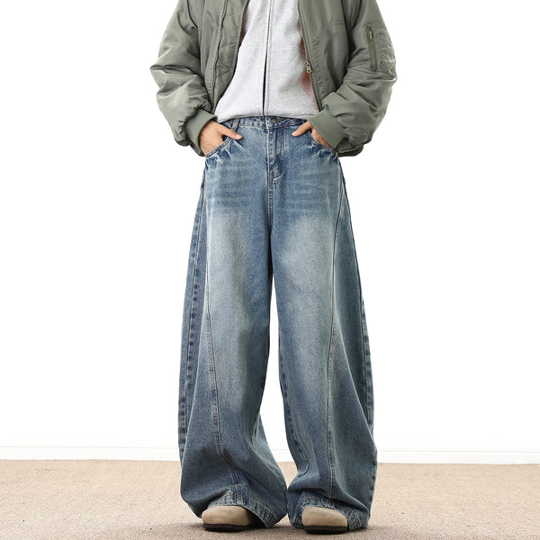Wide Leg Denim Pants Male Loose Cowboy Mopping Trousers baggy Men's Jeans