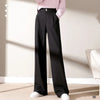 Womens Wool Pants High Waist Straight Leg Thickened Winter Trousers