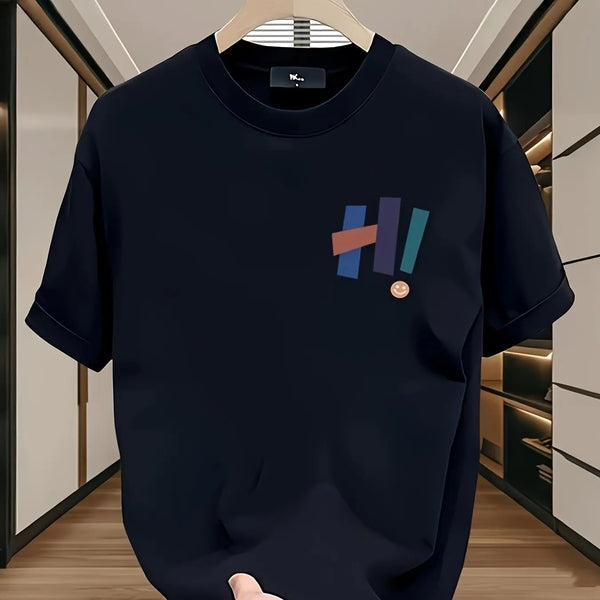 Mens Cotton Tshirt Fitted Crew Neck Minimalist Streetwear Basic