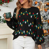 Women’s Christmas Knitted Sweater – Fashion Loose Pullover with Holiday Lights Design
