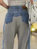 Autumn Winter Jeans Long Pant Women Hole Fashion Irregular Patchwork Ladies Trousers