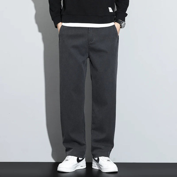 Mens Lyocell Elastic Waist Jeans Straight Leg Loose Fit Plus Size