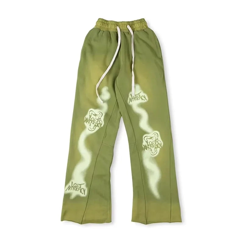 Men's High Street Washed Rhinestone Joggers Baggy Sweatpants