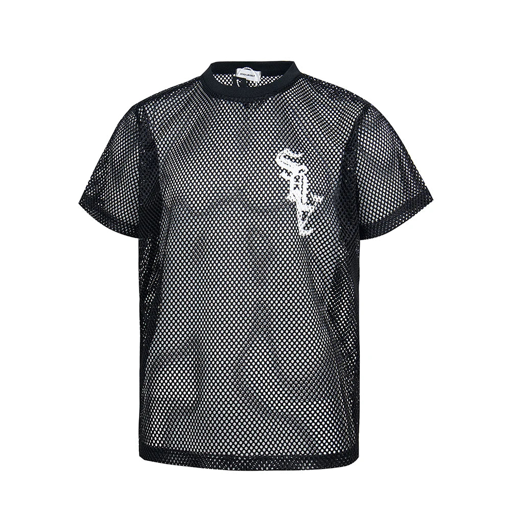 Men's Oversized Mesh T-Shirt Digital Number Print Breathable