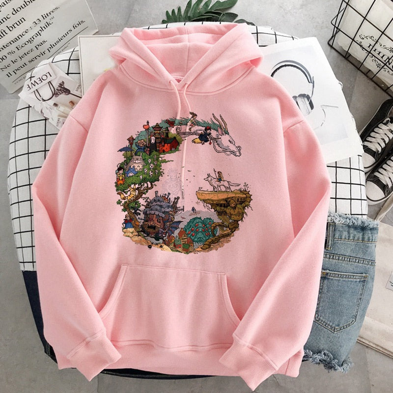Hoodies weiblich Studio Ghibli süße Anime Sweatshirt Pullover lässig