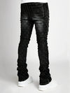 Men Pearl Detail Jeans Straight Leg Stretch Denim Pants Fashion