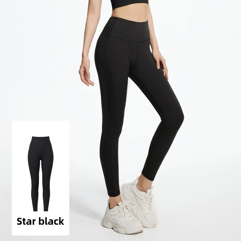 Women's High Waist Textured Yoga Leggings Tummy Control Gym Pants