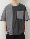 Mens Oversized Contrast Color Tee Cotton Hip Hop Streetwear Shirt