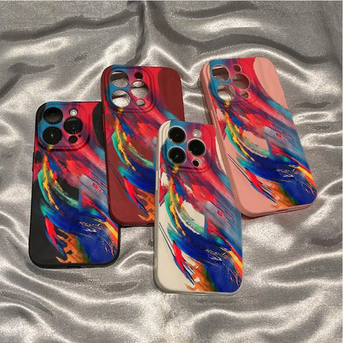 Color splashing ink phone case for iPhone  Soft silicone anti-drop and shock-proof bag