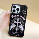 Y2k Korean Cute Pink Wings Case For iPhone Glossy Shockproof Soft Black TPU Cover