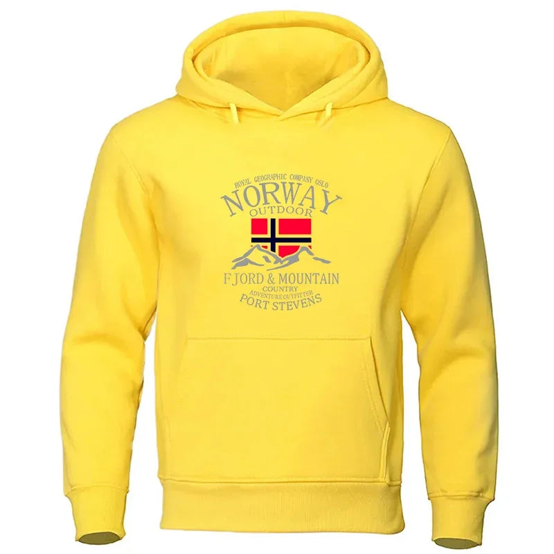 Norway Fjord Mountain Oversized Hoodie Men's