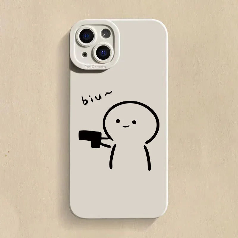Cute Cartoon Funny Man Couple Phone Case for iPhone