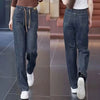 Fleece Lined Wide Leg Jeans Women Elastic Waist Fall Winter 2025