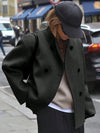 Women Short Wool Blend Coat Stand Collar Fall Winter Warm Jacket