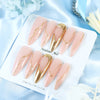 10pcs Gold Metallic 3D Press-On Almond Fake Nails
