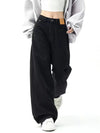 Schwarze Baggy Jeans Damen Harajuku Hippie Oversize Wide Leg Streetwear
