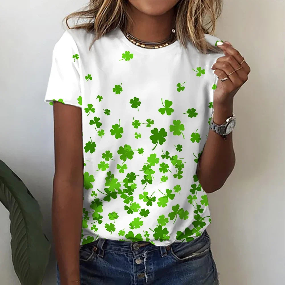 Women’s Gradient Blouse 3D Floral Print Y2K Casual Tee