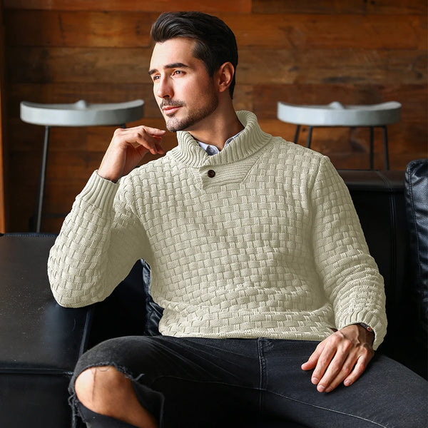 Men's Ribbed Knit Sweater - Crew Neck Pullover Winter Warm