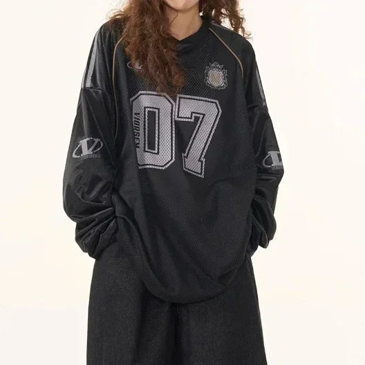 Women's Y2K Streetwear Plaid Letter Print Loose Sweatshirt
