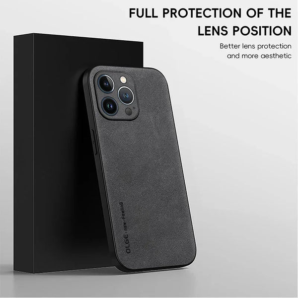 Luxury Leather iPhone Case Silicone Soft Shockproof Protection Cover