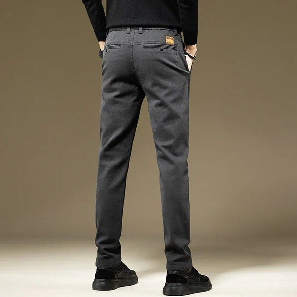 Mens Cotton Dress Pants Straight Fit Business Work Trousers Casual
