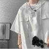 Hooded Tshirt Men Drawstring Short Sleeve Korean Streetwear