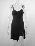 Sleeveless Strap Backless Folds Bodycon Split Dress Streetwear Elegant
