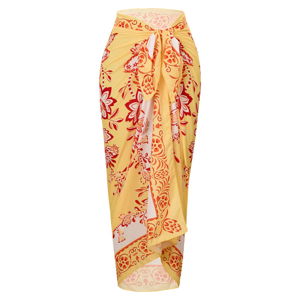 Yellow Bandeau Swimsuit with Skirt 2025