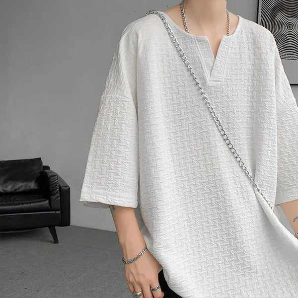 Mens Loose Fit V Neck Tshirt Breathable Lightweight Summer Tee