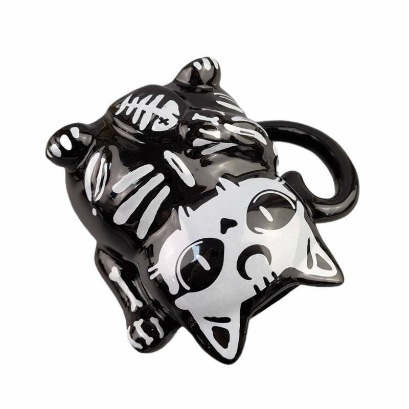 Ceramic Mug Black Cartoon Cat Cup Modern Creative Simple Cute