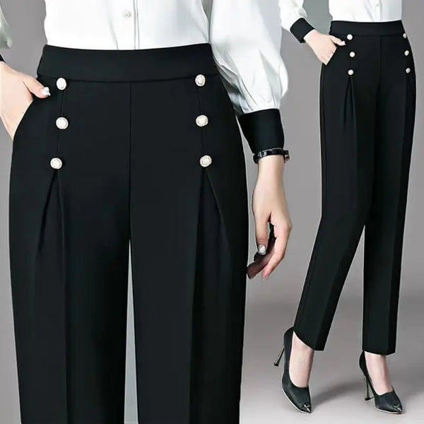 Womens High Waist Dress Pants Slim Fit Elastic Work Trousers Casual