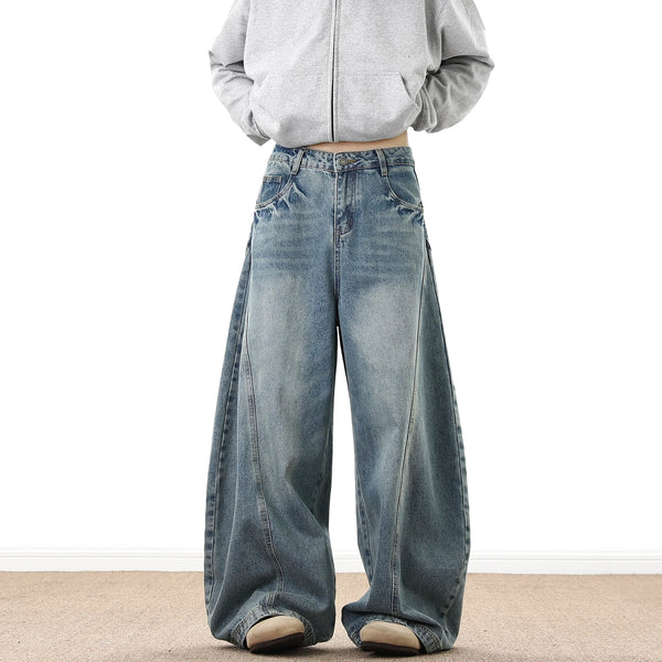 Wide Leg Denim Pants Male Loose Cowboy Mopping Trousers baggy Men's Jeans