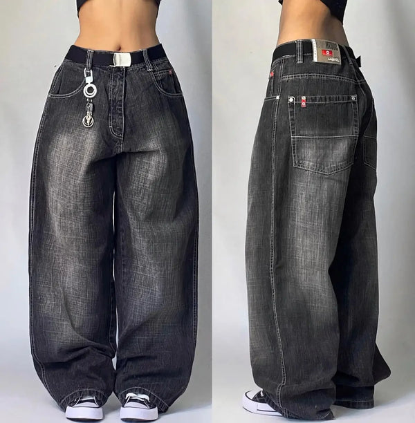 Y2K Baggy Jeans Unisex Embroidered Hip Hop Wide Leg Streetwear